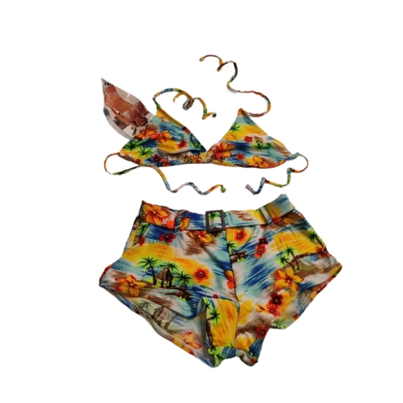 AniSea Other - AniSea Tropical Booty Shorts Triangle Bikini Set